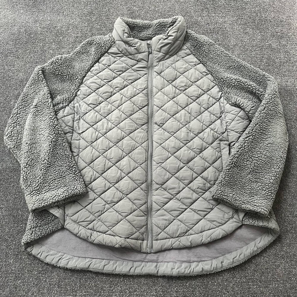 Bernardo Jacket Womens XL Gray‎ Quilted Fleece Sherpa Lined Full Zip Performance